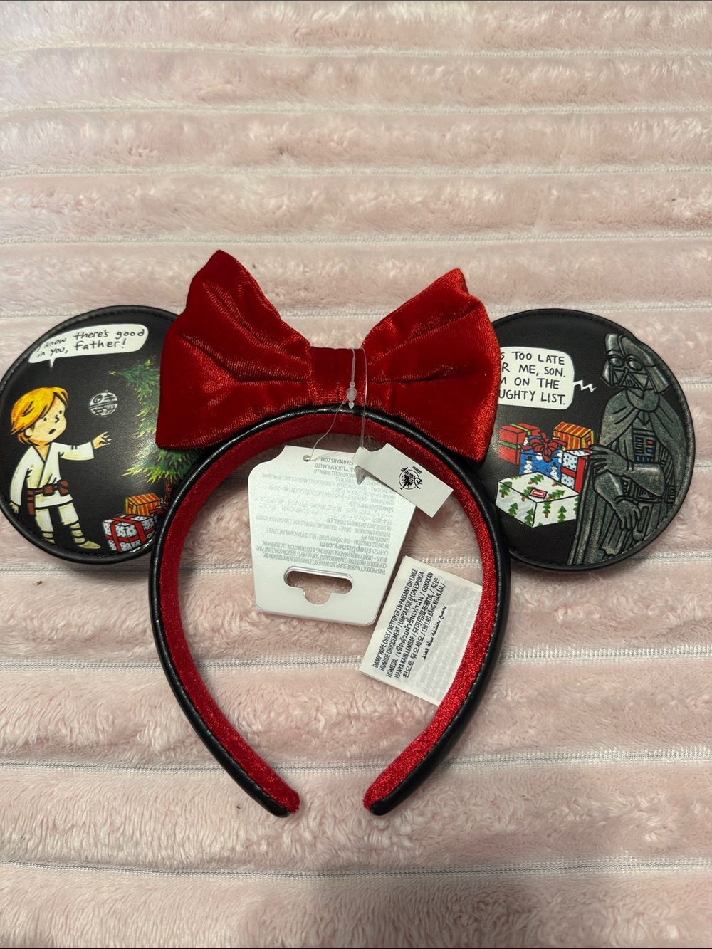 Disney Red Velvet Minnie Ears Headband with Star Wars Holiday Ears
